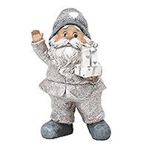 Weihnachtsmann Figur mit Geschenken Silbergrau 19,5cm