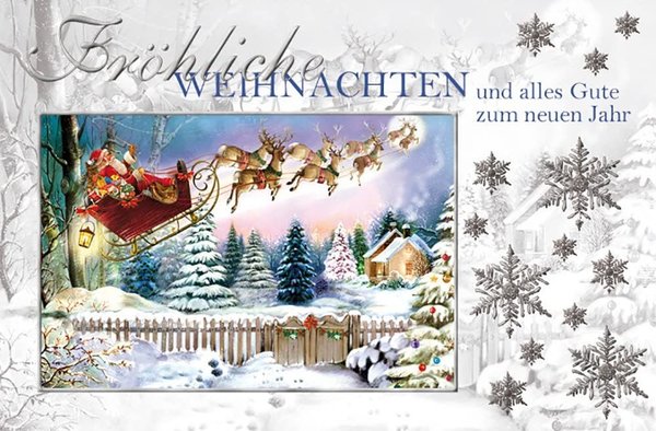 8er Set Weihnachtskarten mit Umschlag - Weihnachtmann