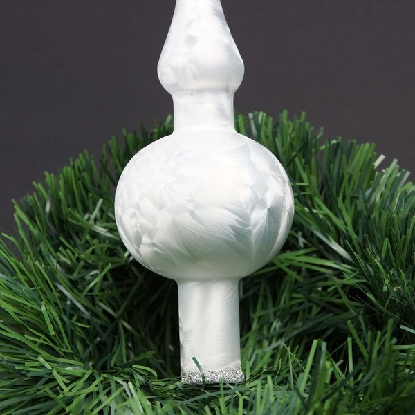 Weihnachtsbaumspitze Eis Weiß-Eislack Thüringer Glasschmuck