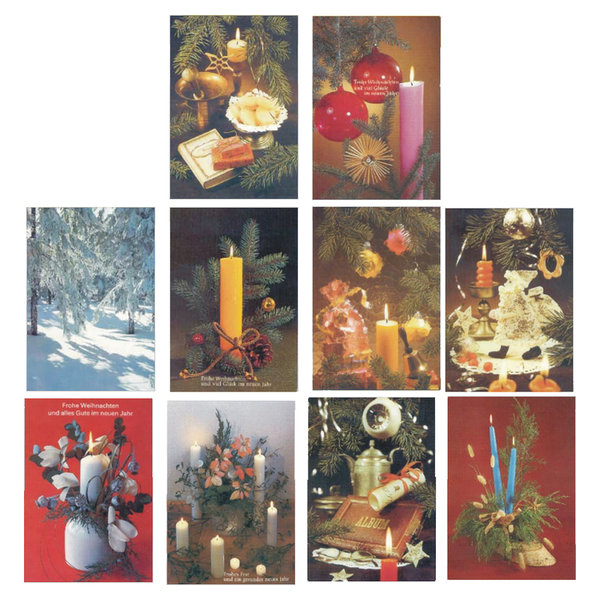 10er Set-Weihnachts-Postkarten Nostalgie-Weihnachts-Gruß-Post-Karten DDR