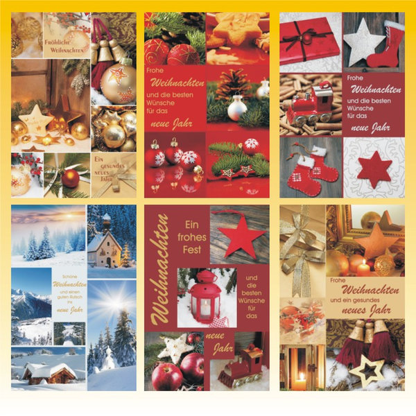Weihnachtskarten mit Briefumschlag 6er Set Mosaik Weihnachten