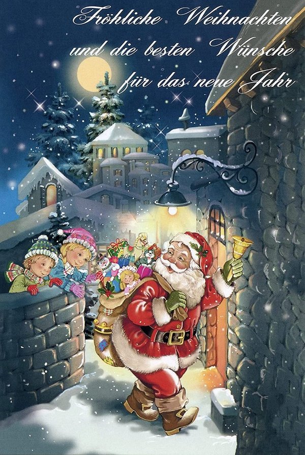 6er Set Weihnachtskarten mit Briefumschlag-Gemalter Weihnachtsmann