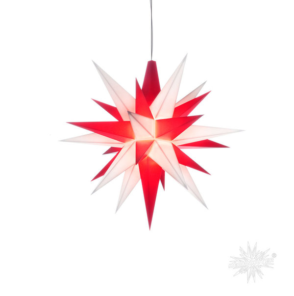 Herrnhuter Sterne 13cm Rot/Weiß Aufgebaut Kunststoff A1e
