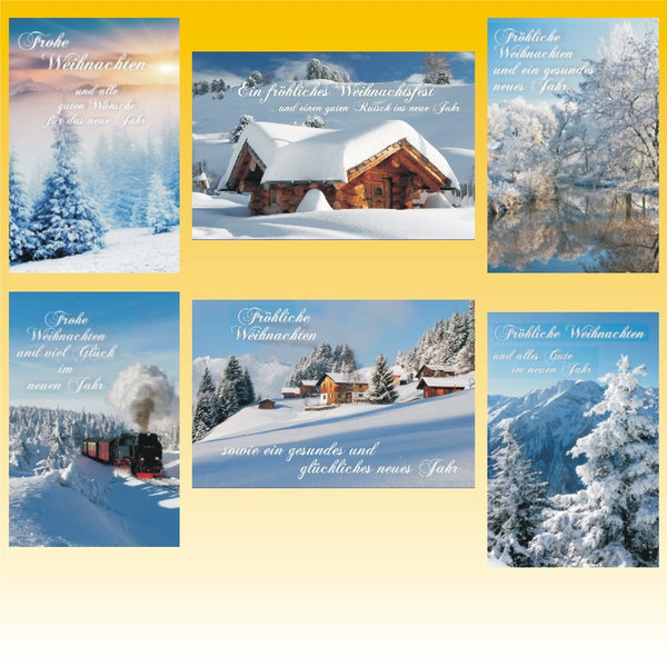 Weihnachtskarten mit Briefumschlag 6er Set Landschaft