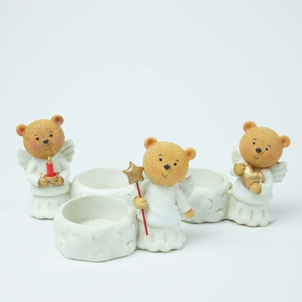 Teelichthalter Teddybär-Schutzengel mit Zauberstab Deko-Figur
