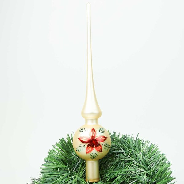 Weihnachtsbaumspitze Champagner mit Weihnachtstern Thüringer Glas