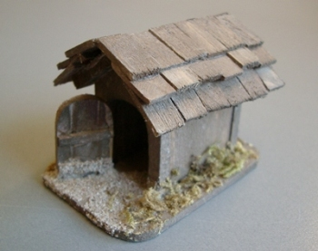 Hundehütte Mini 5cm Miniatur Holz Schindeldach
