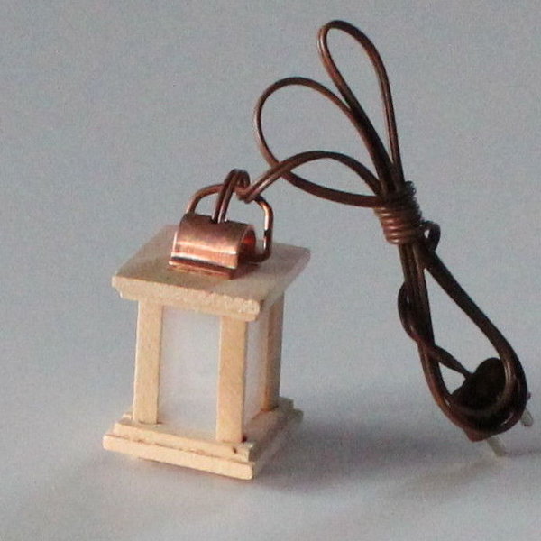 Laterne-Lampe aus Holz mit Beleuchtung, Klar, Klein, Krippenbeleuchtung Puppenstube