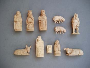 Krippenfiguren 8,5cm Set 11 teilig Miniaturen Holz geschnitzt