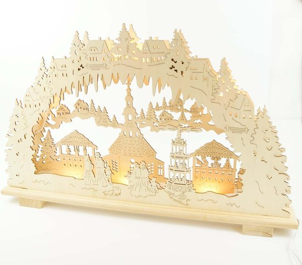 Schwibbogen 3D Seiffner Weihnachtsmarkt  7 Lichter 230V