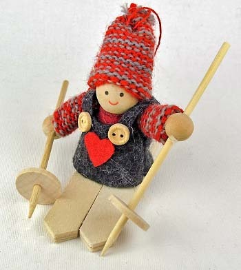 Winterkinder Anhänger Filz auf Holz Ski Strickkind