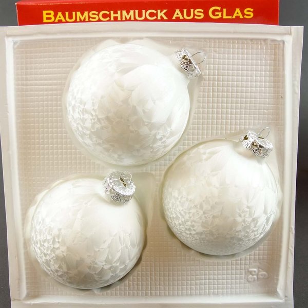 Weihnachtskugeln Thüringen Eis-Weiß Eislack Christbaumschmuck
