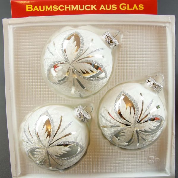 Weihnachtskugeln Thüringen Eis-Weiß Eislack Silber Deko Weihnachtsstern
