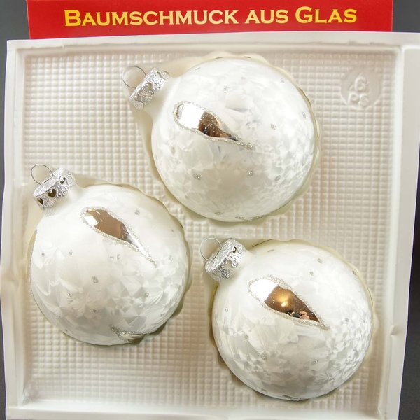 Weihnachtskugeln Eis-Weiß Eislack Silber Deko Thüringen Christbaumschmuck