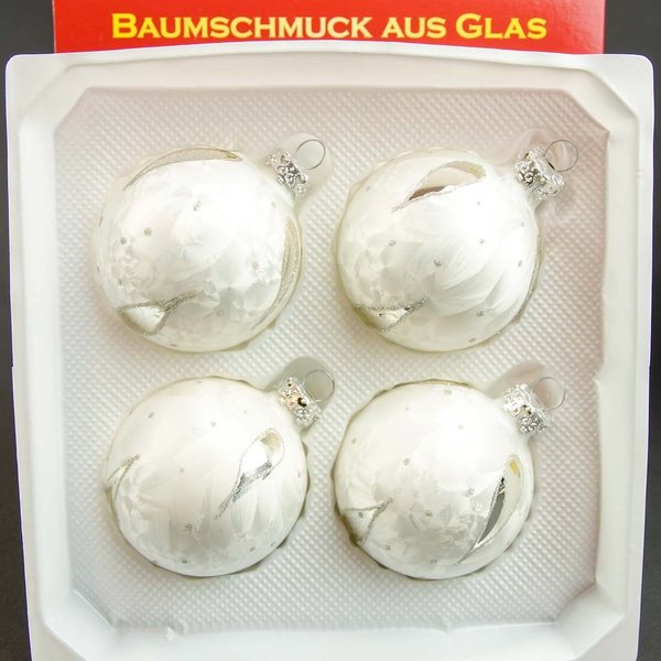 Weihnachtskugeln Eis-Weiß Eislack Silber Deko Thüringen Christbaumschmuck