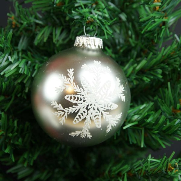 Weihnachtskugeln Thüringen Christbaumschmuck Silber mit Schneeflocke
