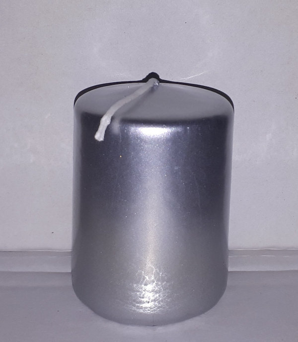 Kerze 50x70mm Stumpenkerze Silber