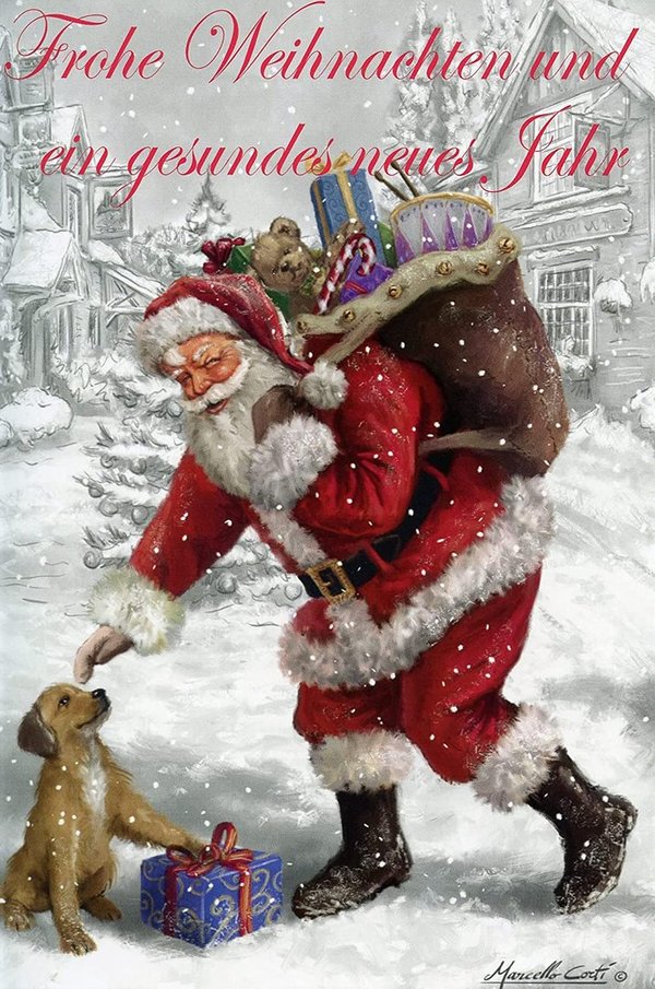 100Stück Weihnachtskarten 6 Motive Weihnachtsmann mit Briefumschlag