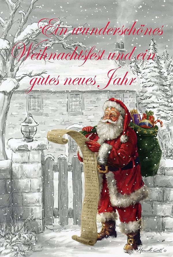 100Stück Weihnachtskarten 6 Motive Weihnachtsmann mit Briefumschlag