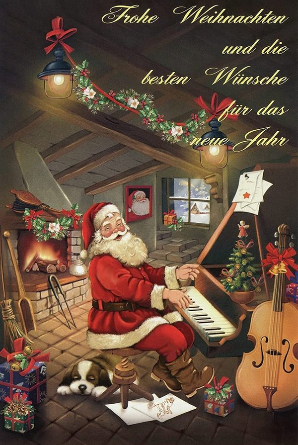 100er Set Weihnachtskarten mit Briefumschlag-Gemalter Weihnachtsmann