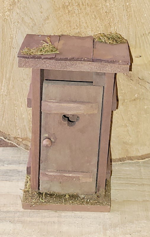 Wichteltür 11cm mit Anbau Holz braun Miniatur Tür
