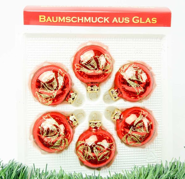 Christbaumschmuck Glas Rot Design Glocken Gold Kugeln
