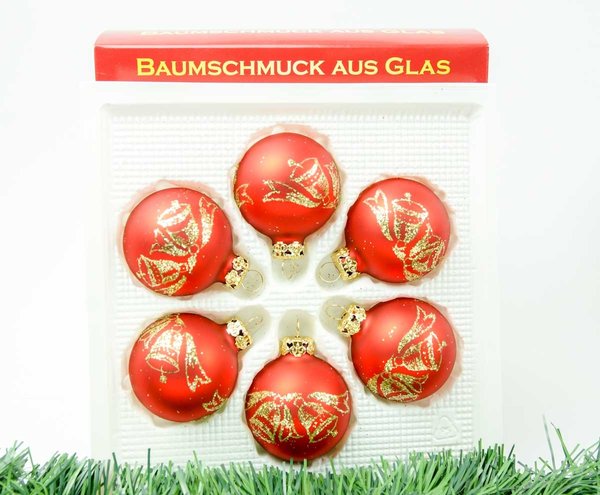 Christbaumschmuck Glas Rot Design Glocken Gold Kugeln