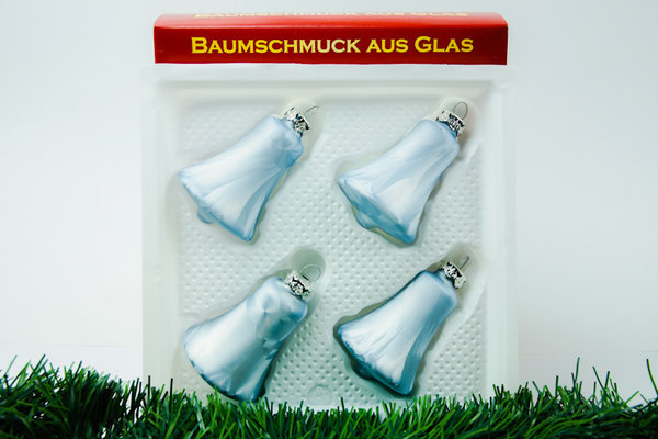 Weihnachtsglocken Thüringen Eis-Silber-Grau Eislack Christbaumschmuck