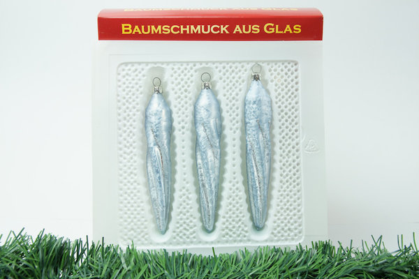 Glas Zapfen Thüringen Eis-Silber-Grau Christbaumschmuck